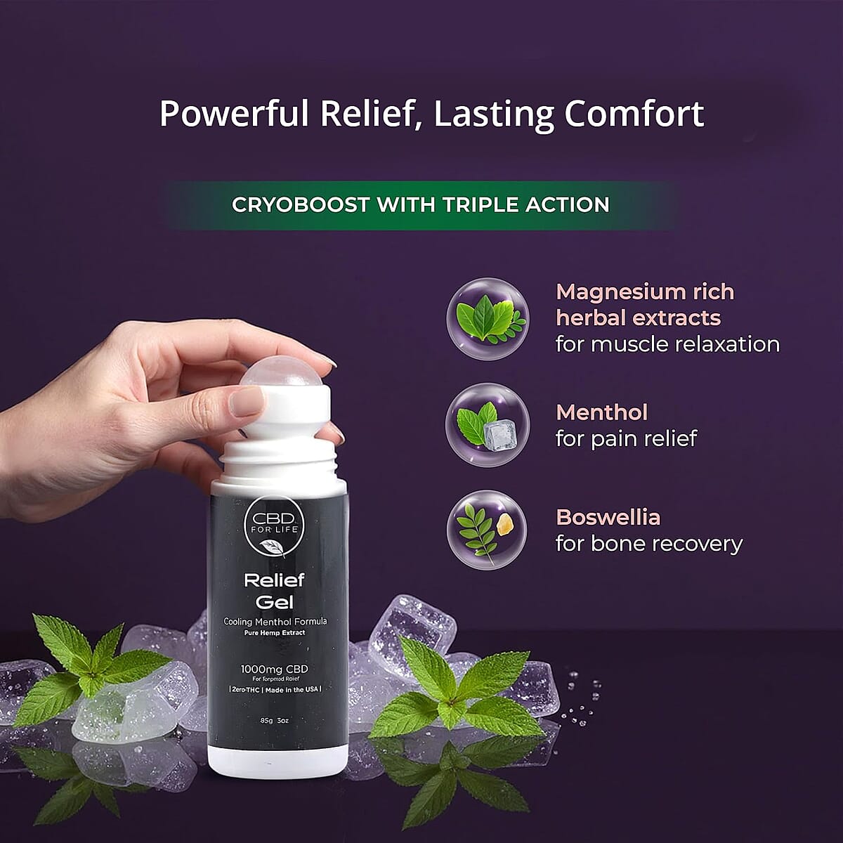 CBD For Life 3oz Colling Pain Relief Roll On image number 4