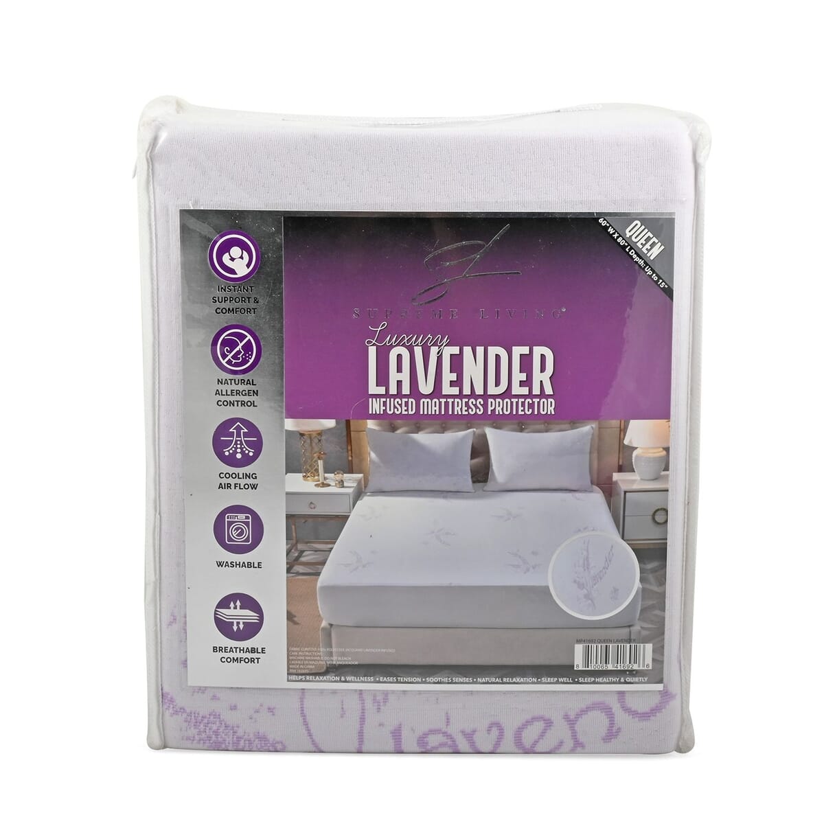 Supreme Living Lavender Infused Mattress Protector -Queen image number 0