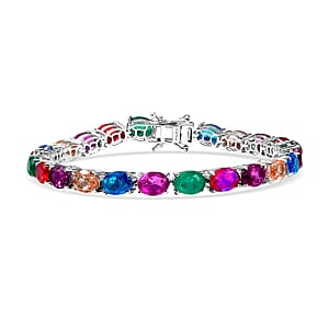 EverTrue Multi Quartz (Triplet) 32.65 ctw Rainbow Radiance Bracelet in Platinum Bond (8.00 In)