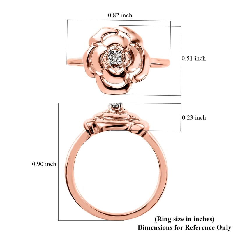 D'Joy Diamond Accent Floral Ring in 18K Vermeil Rose Gold Over Sterling Silver (Size 10.0)