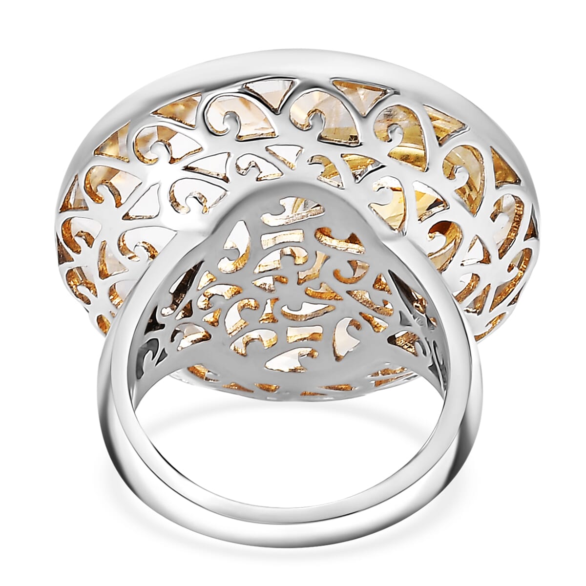 Sajen Silver Natural Crystal and Brazilian Citrine 33.15 ctw Ring in Rhodium Over Sterling Silver (Size 10.0) image number 4