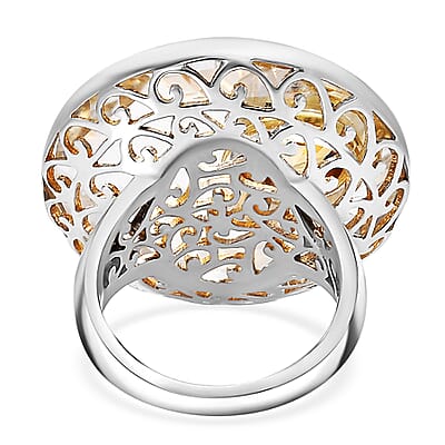 Sajen Silver Natural Crystal and Brazilian Citrine 33.15 ctw Ring in Rhodium Over Sterling Silver (Size 10.0)