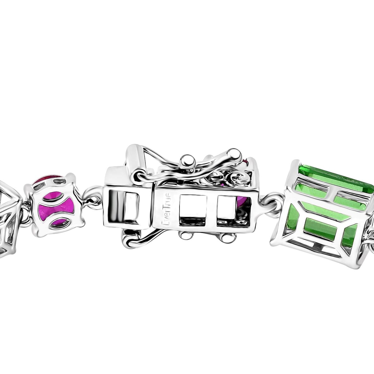 Ever True Chartreuse Quartz (Triplet) and Lab Created Ruby 23.50 ctw Vine Bracelet in Platinum Bon (6.50 In) image number 3
