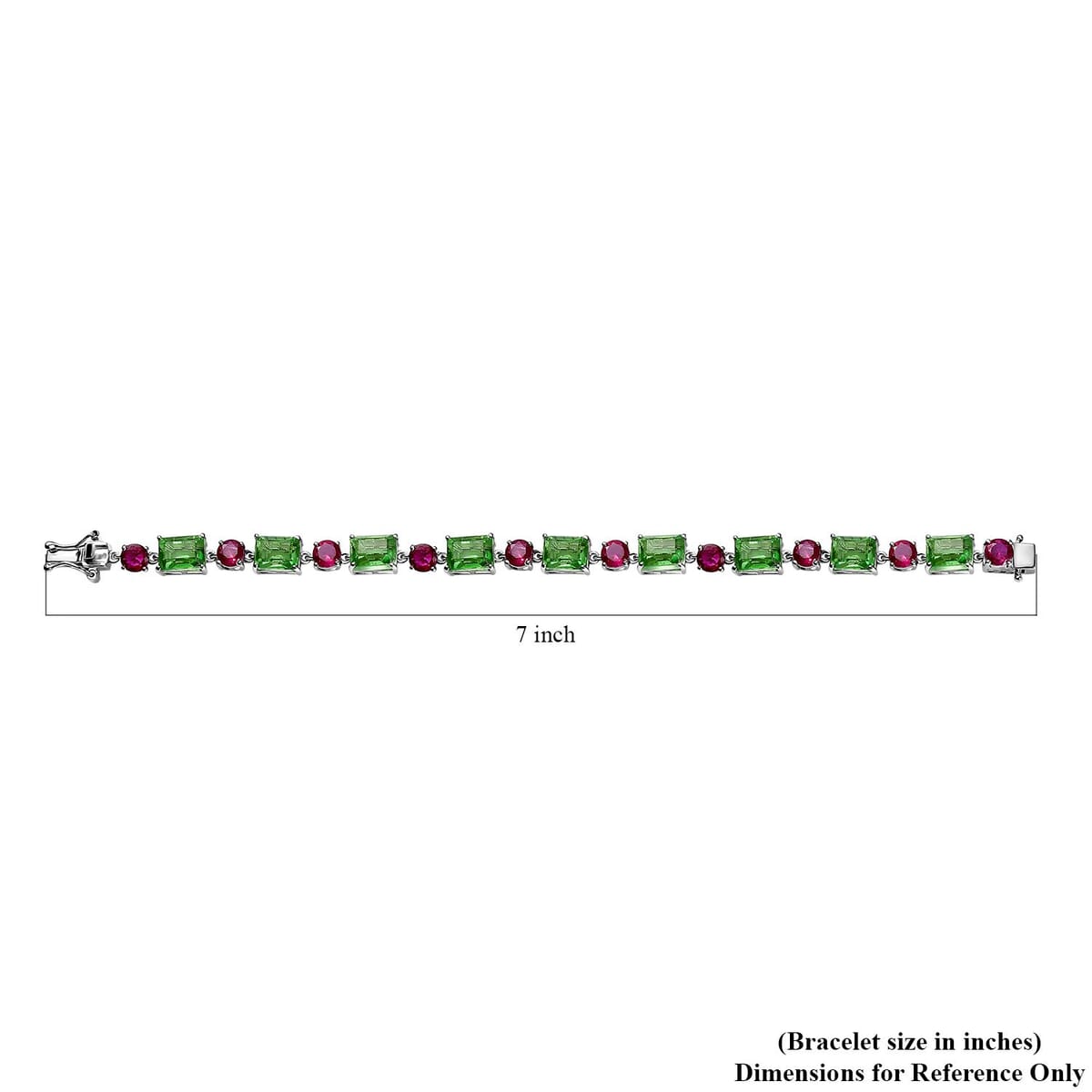 Ever True Chartreuse Quartz (Triplet) and Lab Created Ruby 23.50 ctw Vine Bracelet in Platinum Bon (6.50 In) image number 4