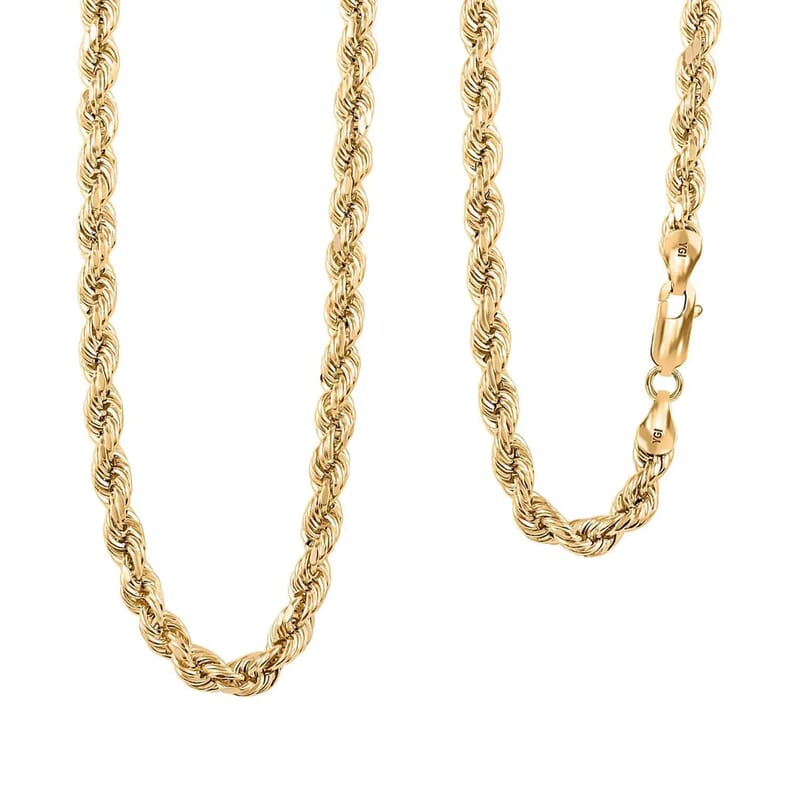 10K Yellow Gold 4mm Rope Chain Necklace 24 Inches 7.9 Grams