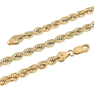 10K Yellow Gold 4mm Rope Chain Necklace 24 Inches 7.9 Grams