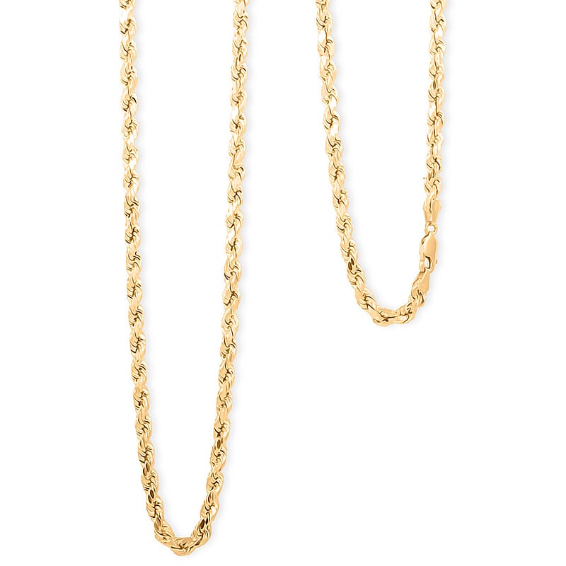 10K Yellow Gold 4mm Rope Chain Necklace 26 Inches 8.50 Grams