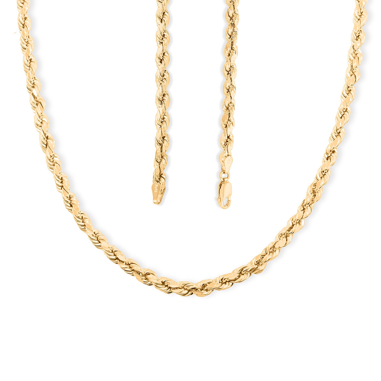 10K Yellow Gold 4mm Rope Chain Necklace 26 Inches 8.50 Grams