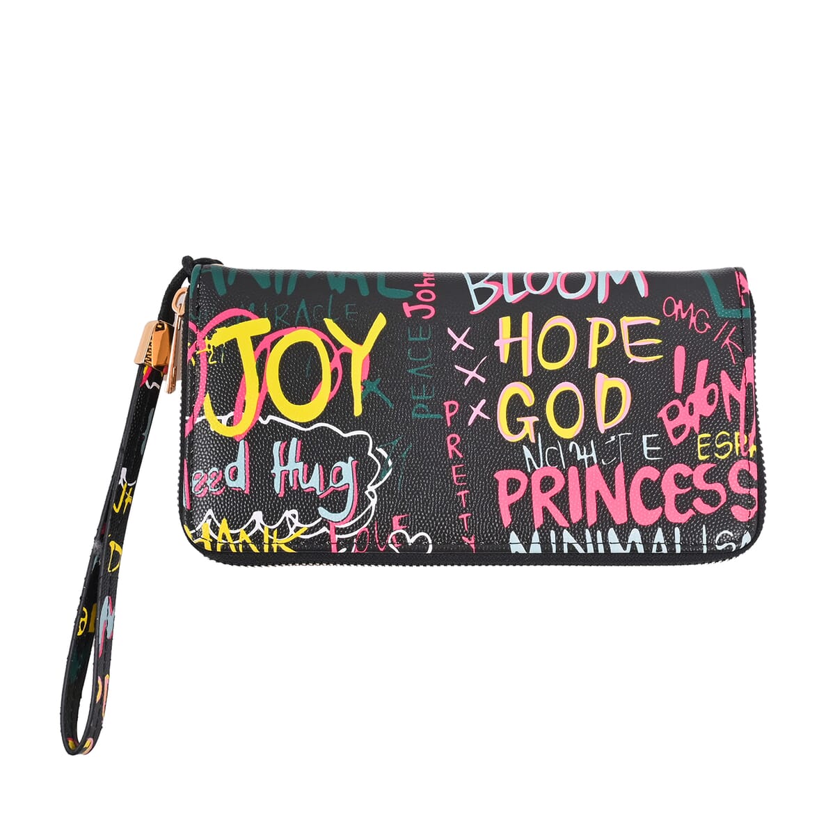 Chunma 3pc Black Graffiti Art Vegan Leather Tote, Shoulder Bag and Wallet image number 7