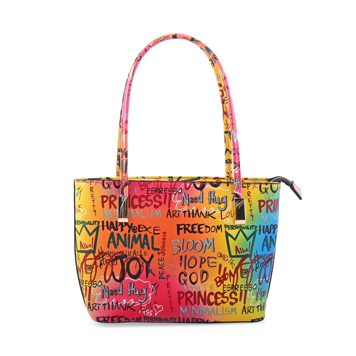 Chunma 3pc Multi Color Graffiti Art Vegan Leather Tote, Shoulder Bag and Wallet image number 1