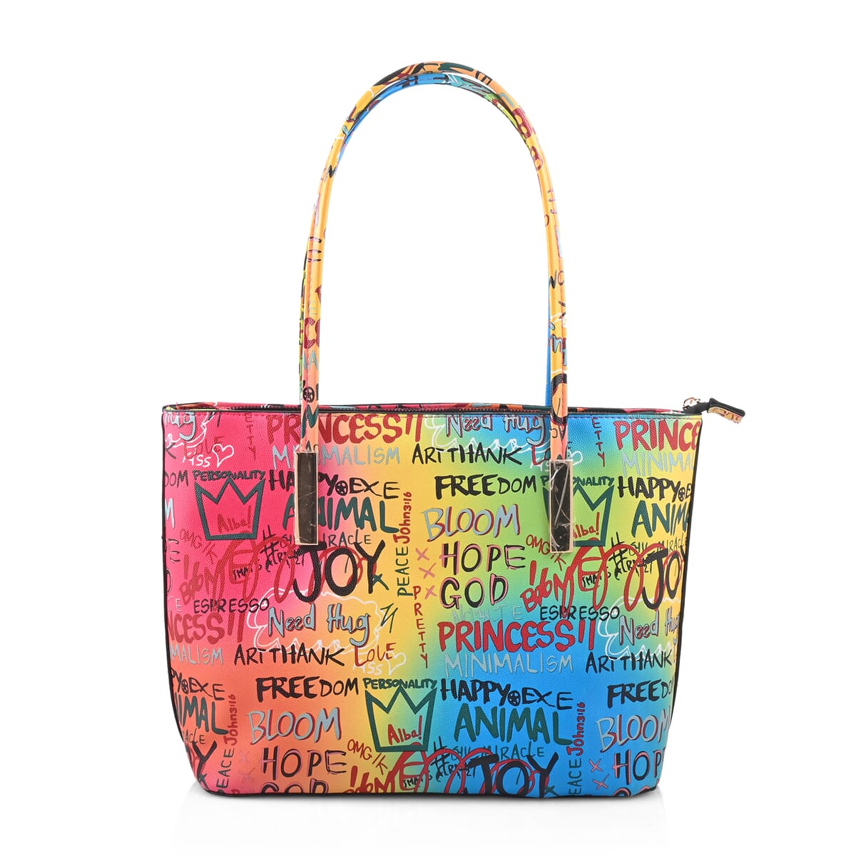 Chunma 3pc Multi Color Graffiti Art Vegan Leather Tote, Shoulder Bag and Wallet image number 3
