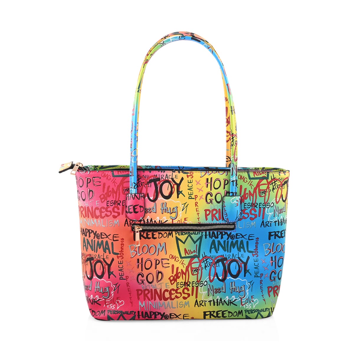 Chunma 3pc Multi Color Graffiti Art Vegan Leather Tote, Shoulder Bag and Wallet image number 4