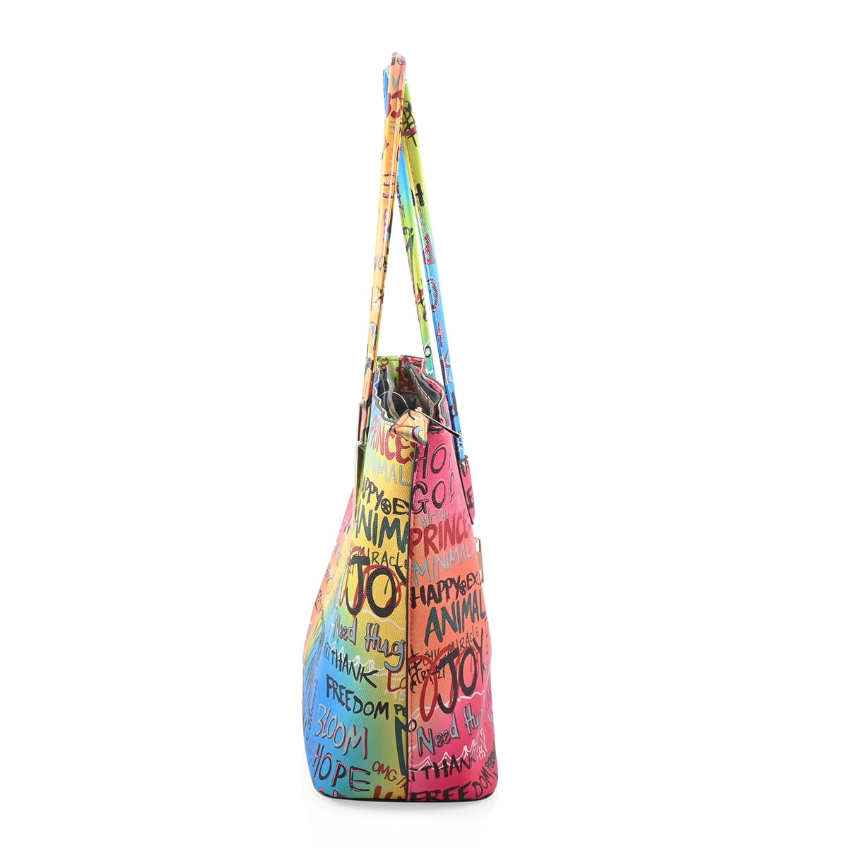 Chunma 3pc Multi Color Graffiti Art Vegan Leather Tote, Shoulder Bag and Wallet image number 5