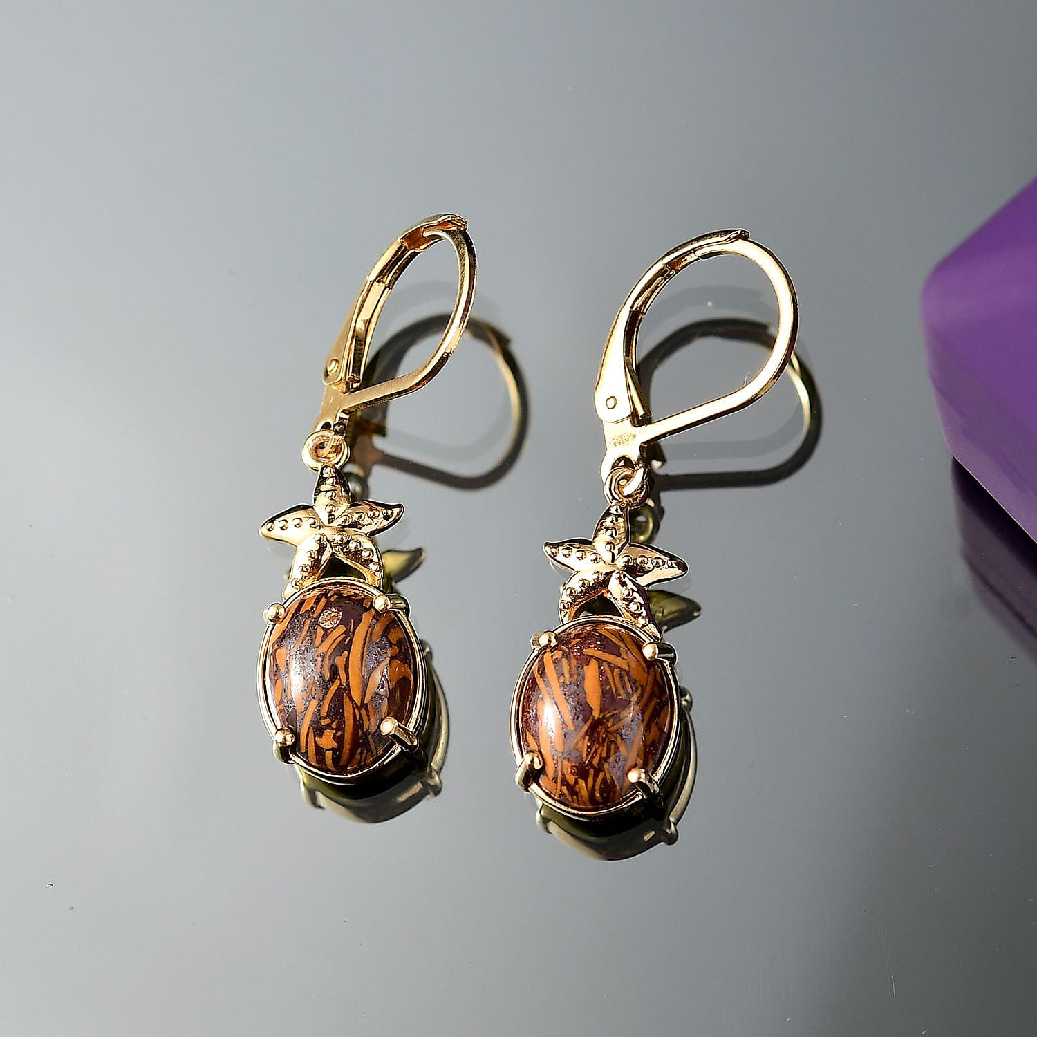 EverTrue Script Stone 5.20 ctw Earrings in 18K YG Plated