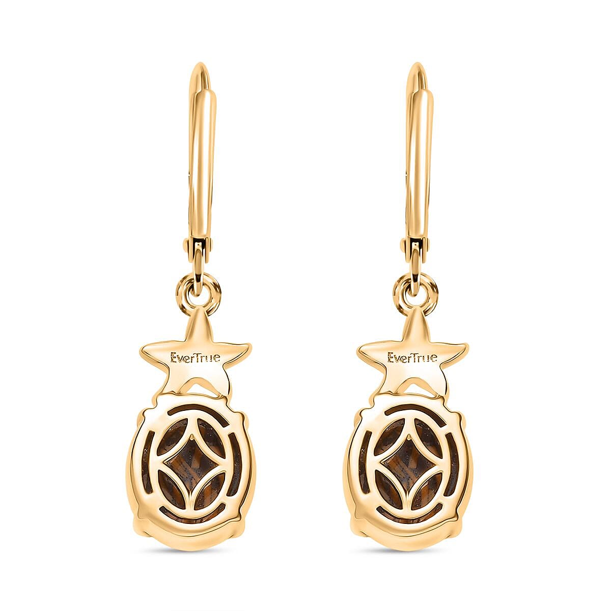 EverTrue Script Stone 5.20 ctw Earrings in 18K YG Plated