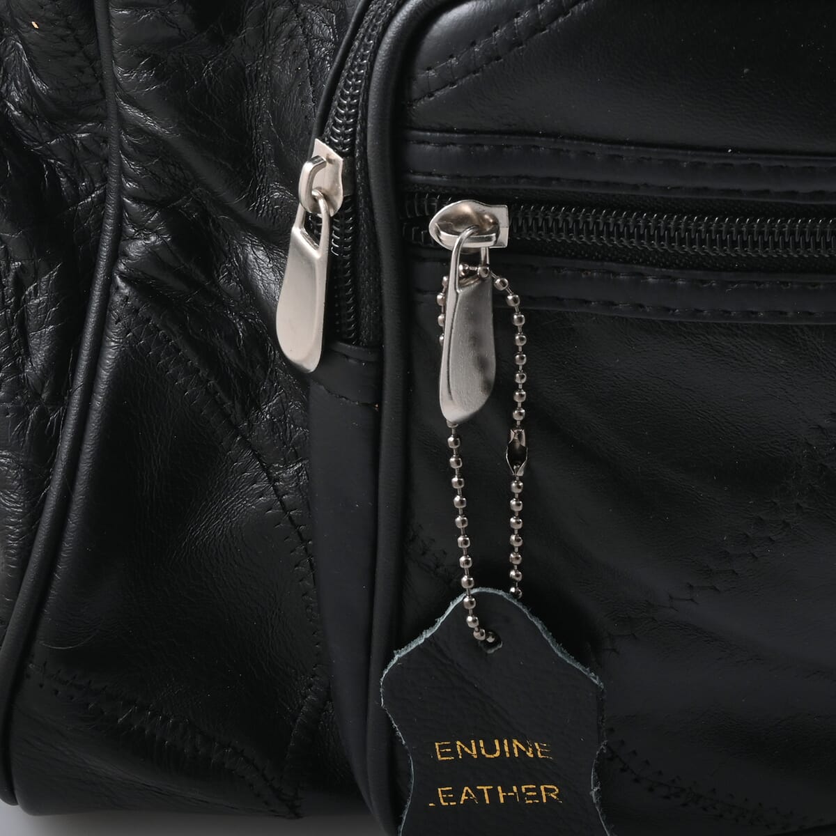 Chunma Black Leather Duffle Bag image number 5