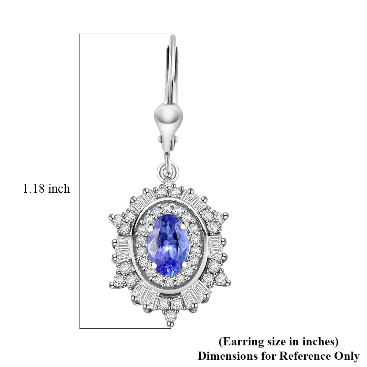 D’Joy Tanzanite and Moissanite 1.80 ctw Celestial Halo Earrings in Rhodium Over Sterling Silver image number 5