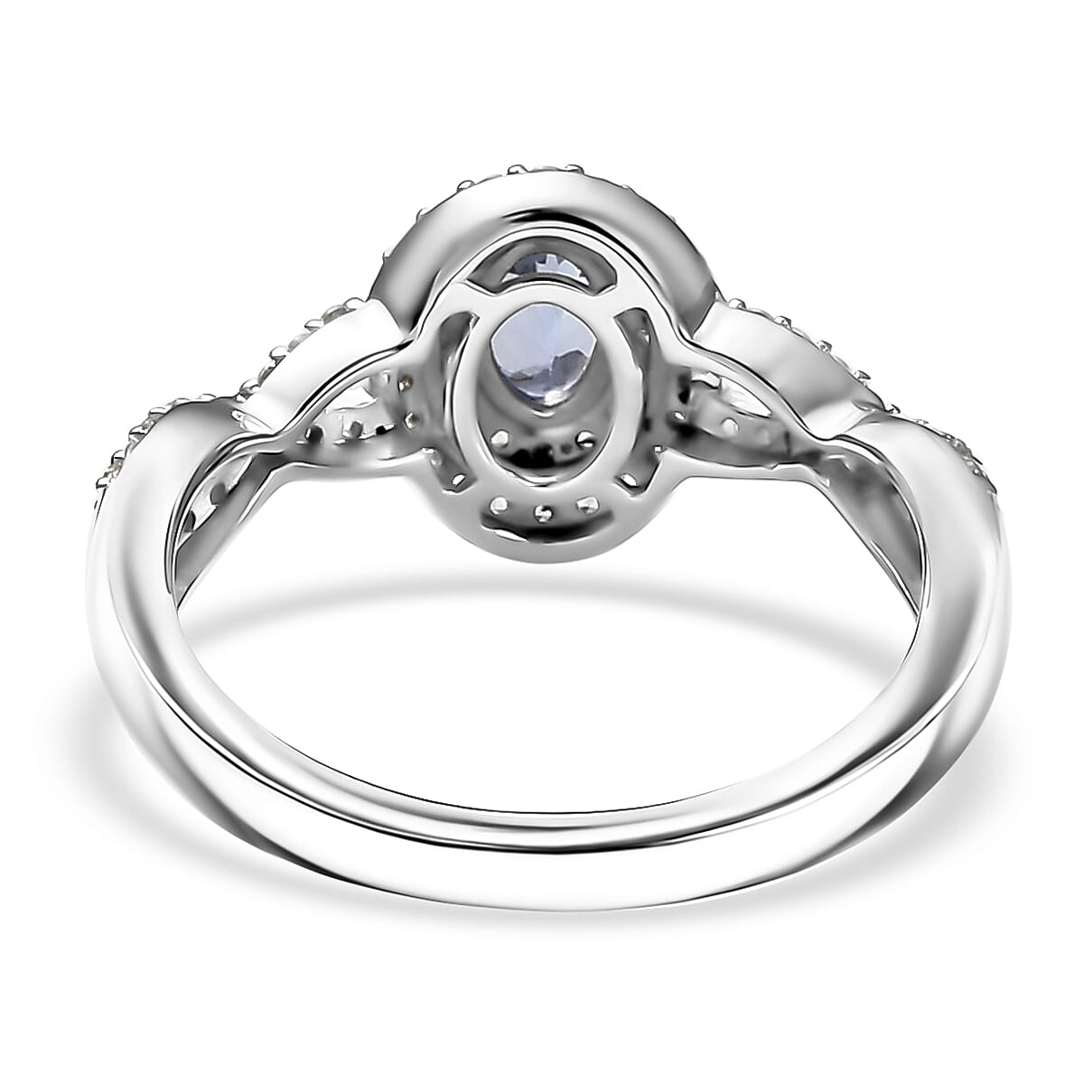D'Joy Peacock Tanzanite and White Zircon 1.10 ctw Infinity Ring in Rhodium Over Sterling Silver (Size 6.0) image number 4