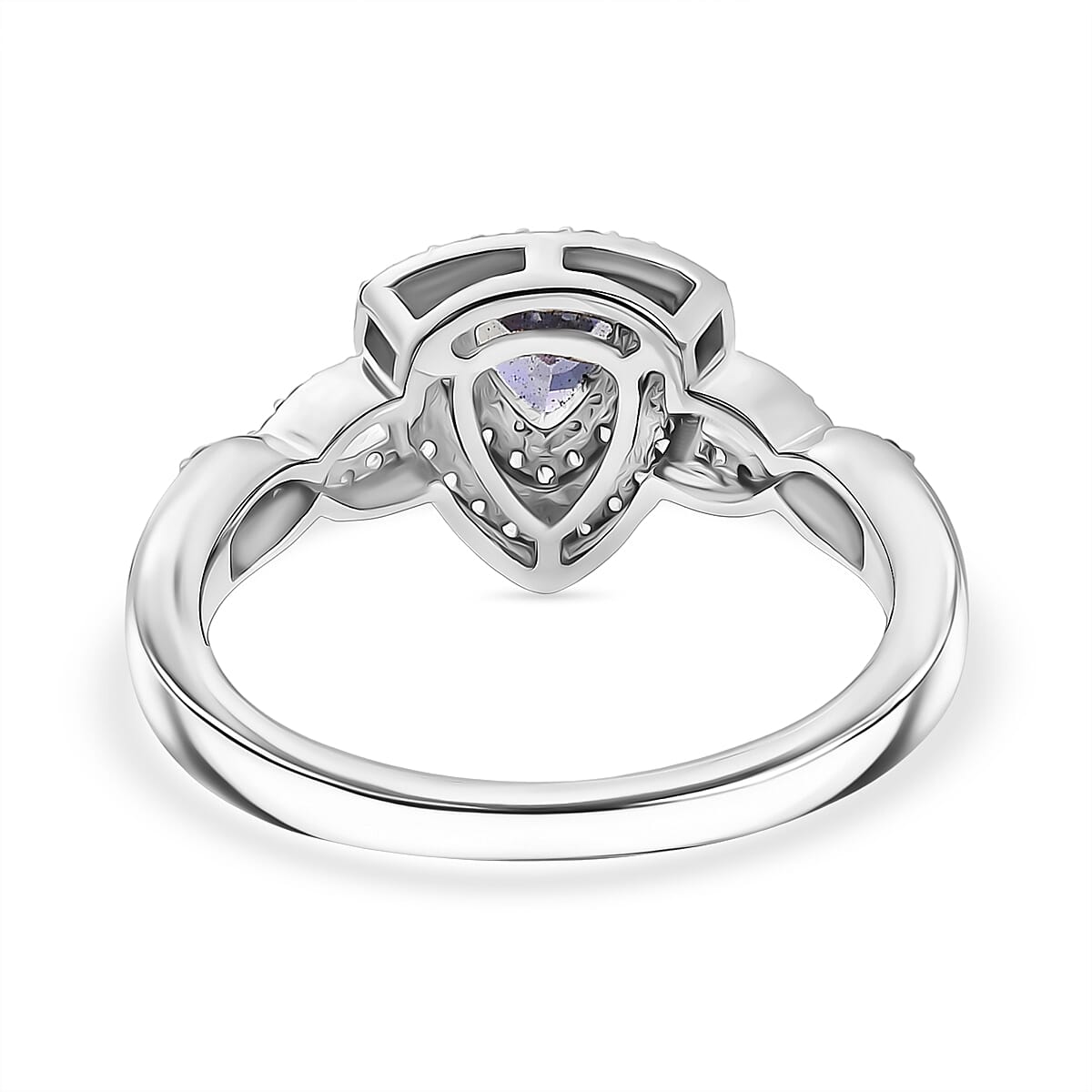 D'Joy Peacock Tanzanite and White Zircon 1.00 ctw Infinity Ring in Rhodium Over Sterling Silver (Size 7.0) image number 4