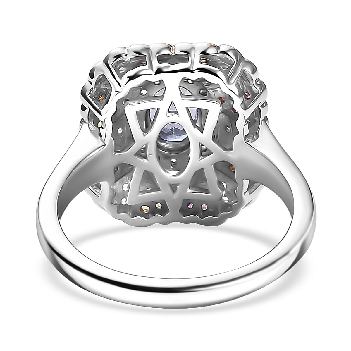 D'Joy Tanzanite and Multi Gemstone 1.40 ctw Bloom Ring in 18K Vermeil YRG and Rhodium Over Sterling Silver (Size 6.0) image number 4