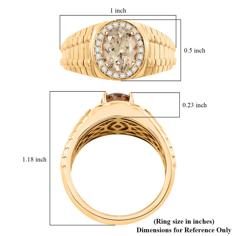 Certified and Appraised Luxoro AAA Turkizite and G-H I2 Diamond 3.15 ctw Men's Ring in 14K Yellow Gold (Size 10.0)
