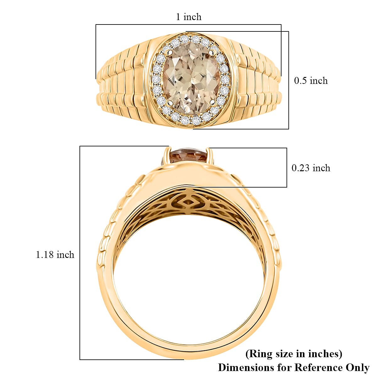 Luxoro 14K Yellow Gold AAA Turkizite, Diamond (G-H, I2) (0.22 cts) Ring (Size 13.0) 3.15 ctw image number 5