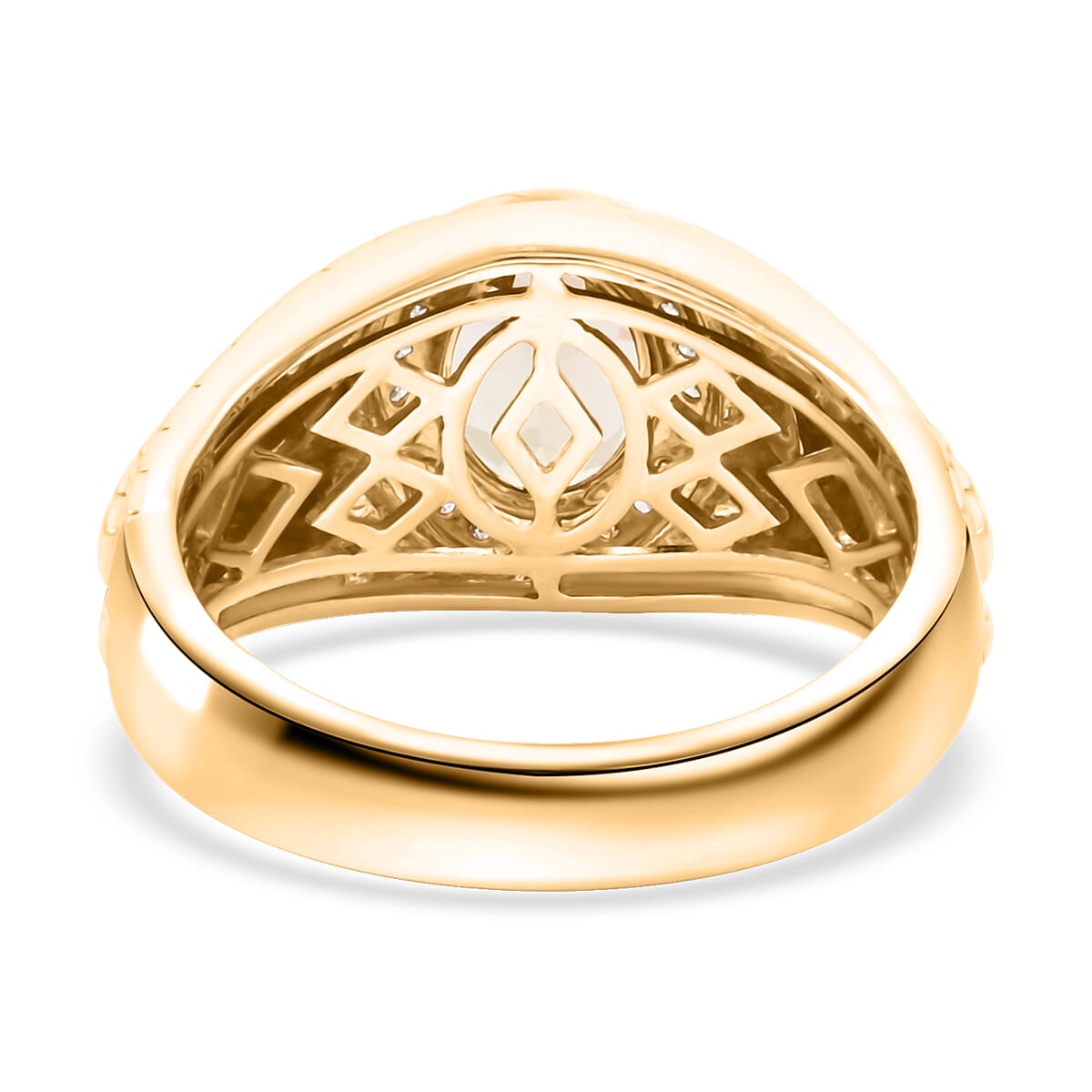 Certified and Appraised Luxoro AAA Turkizite and G-H I2 Diamond 3.15 ctw Men's Ring in 14K Yellow Gold (Size 8.0) image number 4