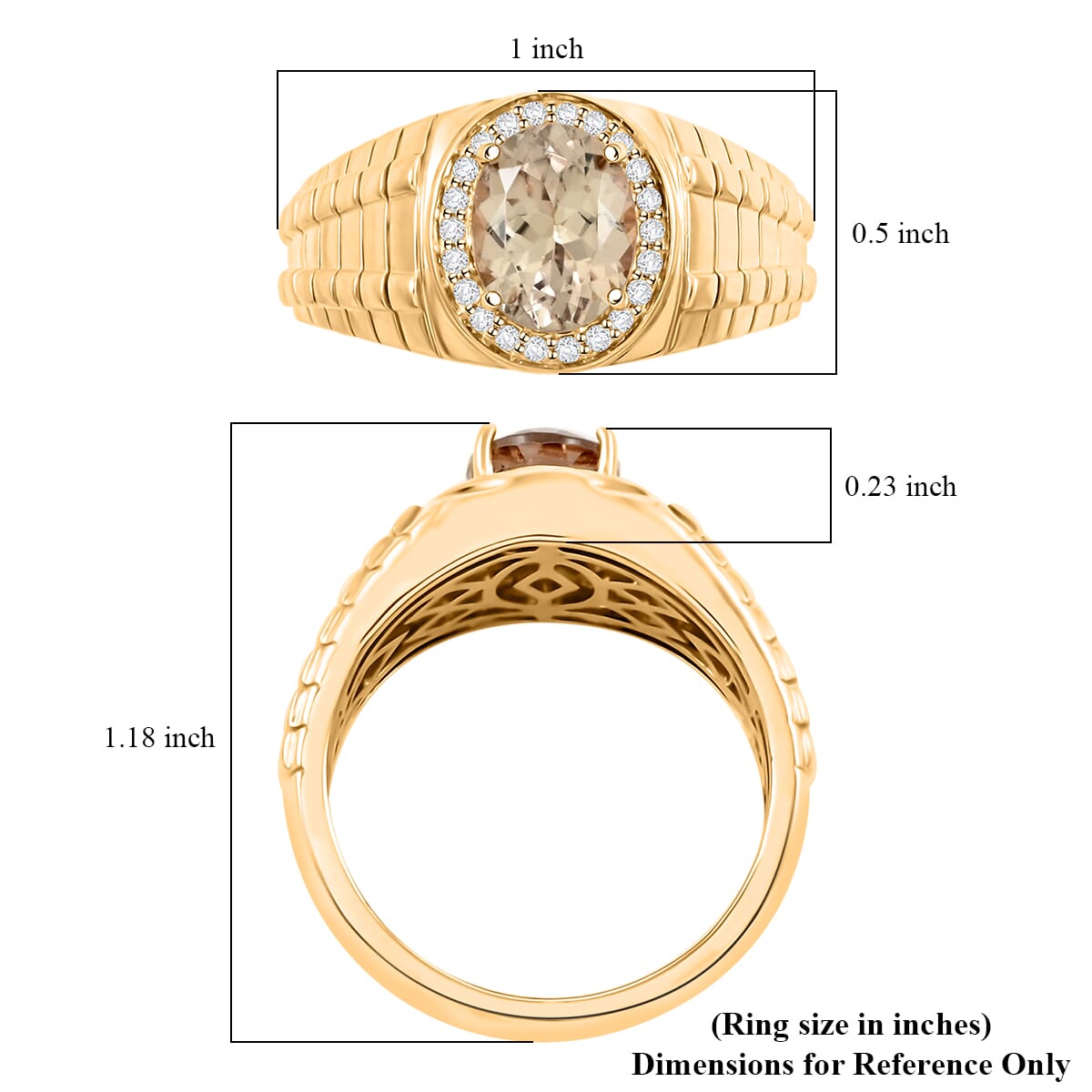 Certified and Appraised Luxoro AAA Turkizite and G-H I2 Diamond 3.15 ctw Men's Ring in 14K Yellow Gold (Size 8.0) image number 5
