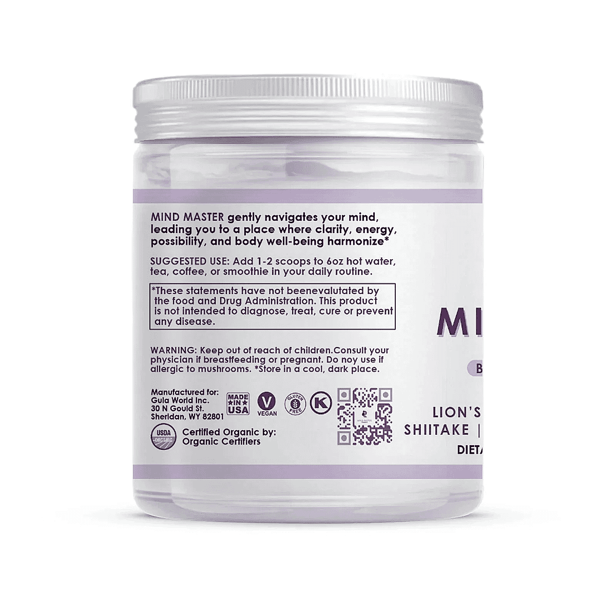 Gula World Mind Master Mushroom Powder for Brain Health, Energy, & Clarity Dietary Supplement (2.1oz) image number 2