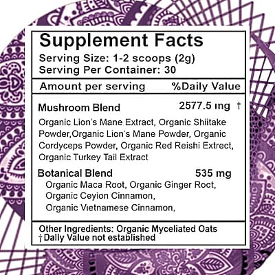 Gula World Mind Master Mushroom Powder for Brain Health, Energy, & Clarity Dietary Supplement (2.1oz) Made in US