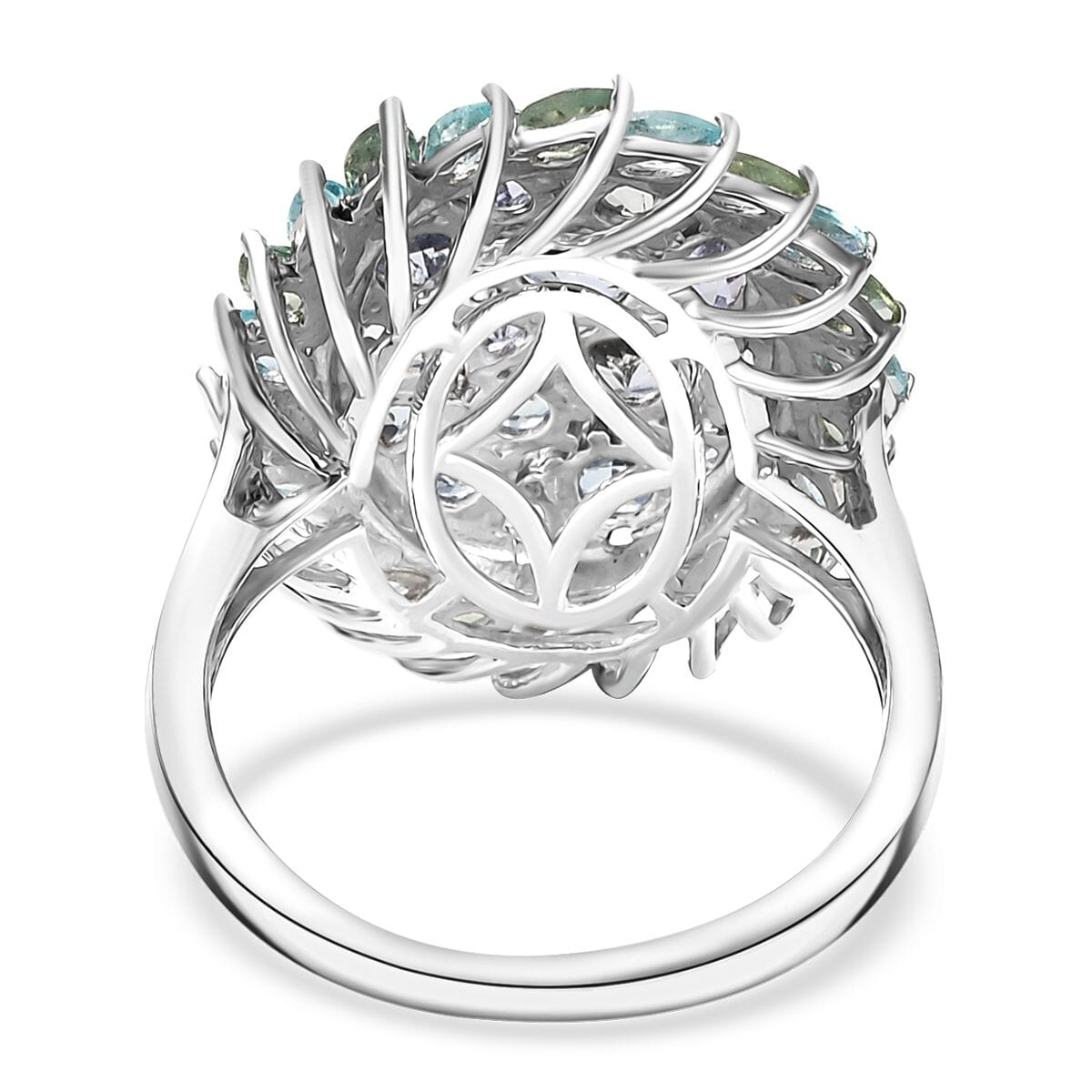 D’Joy Peacock Tanzanite and Multi Gemstone 4.80 ctw Galaxy Ring in Rhodium Over Sterling Silver (Size 7.0) image number 4