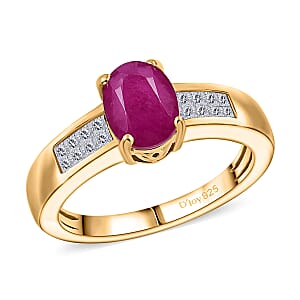 D'Joy Premium Royal Ruby and Diamond 2.15 ctw Art Deco Ring in 18K Vermeil Yellow Gold Over Sterling Silver (Size 8.0)