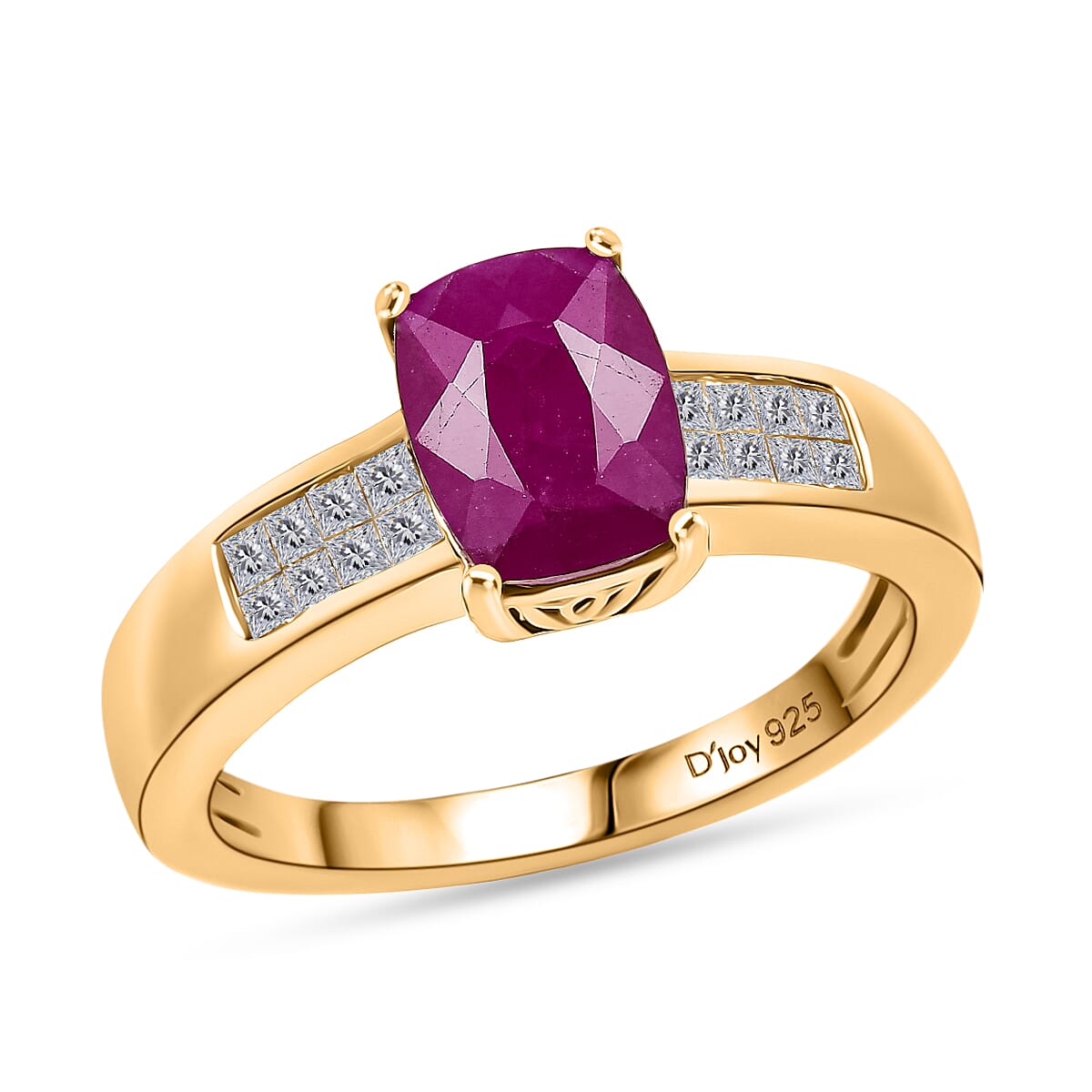 D'Joy Premium Royal Ruby and Diamond 2.75 ctw Ring in 18K Vermeil Yellow Gold Over Sterling Silver (Size  10.0) image number 0