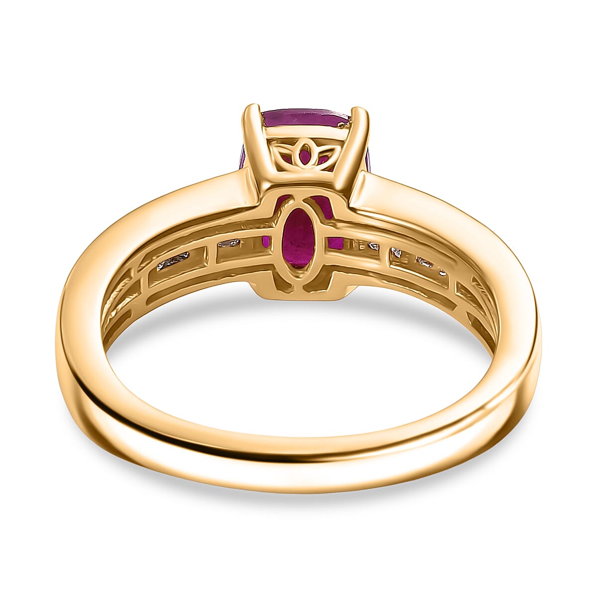 D'Joy Premium Royal Ruby and Diamond 2.75 ctw Art Deco Ring in 18K Vermeil Yellow Gold Over Sterling Silver (Size 6.0) image number 4