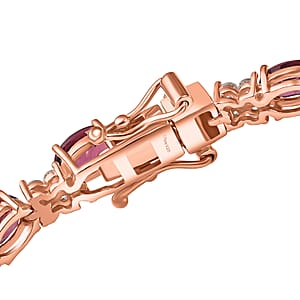 D'Joy Premium Tanzanian Wine Garnet and White Zircon 11.55 ctw Eternal Flame Bracelet in 18K Vermeil Rose Gold Over Sterling Silver (6.50 In)