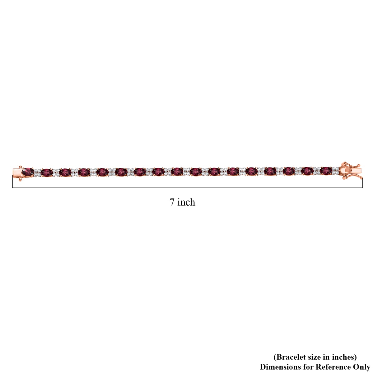 D’Joy Premium Tanzanian Wine Garnet and White Zircon 11.55 ctw Eternal Flame Bracelet in 18K Vermeil Rose Gold Over Sterling Silver (6.50 In) image number 4