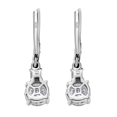 D'Joy 120 Facet Moissanite and Chrome Diopside 3.10 ctw Lever Back Earrings in Rhodium Over Sterling Silver
