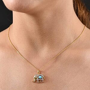 Sleeping Beauty Turquoise and White Zircon 0.61 ctw Pendant in Sterling Silver