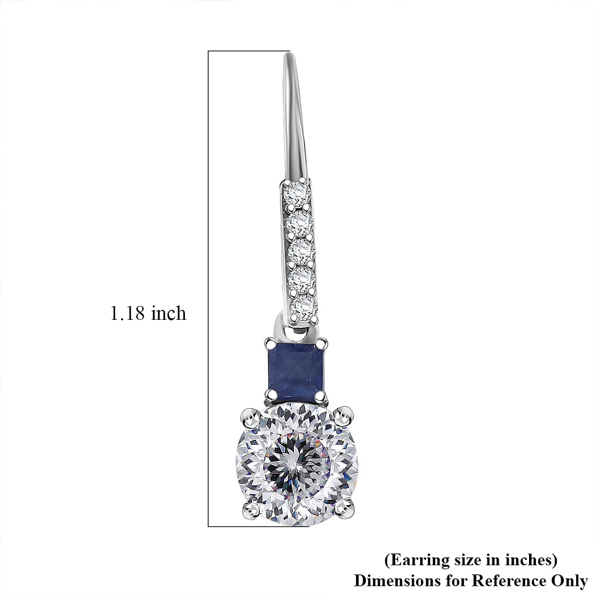 D&rsquo;Joy 120 Facet Moissanite and Masoala Sapphire (D) 3.25 ctw Lever Back Earrings in Rhodium Over Sterling Silver image number 5