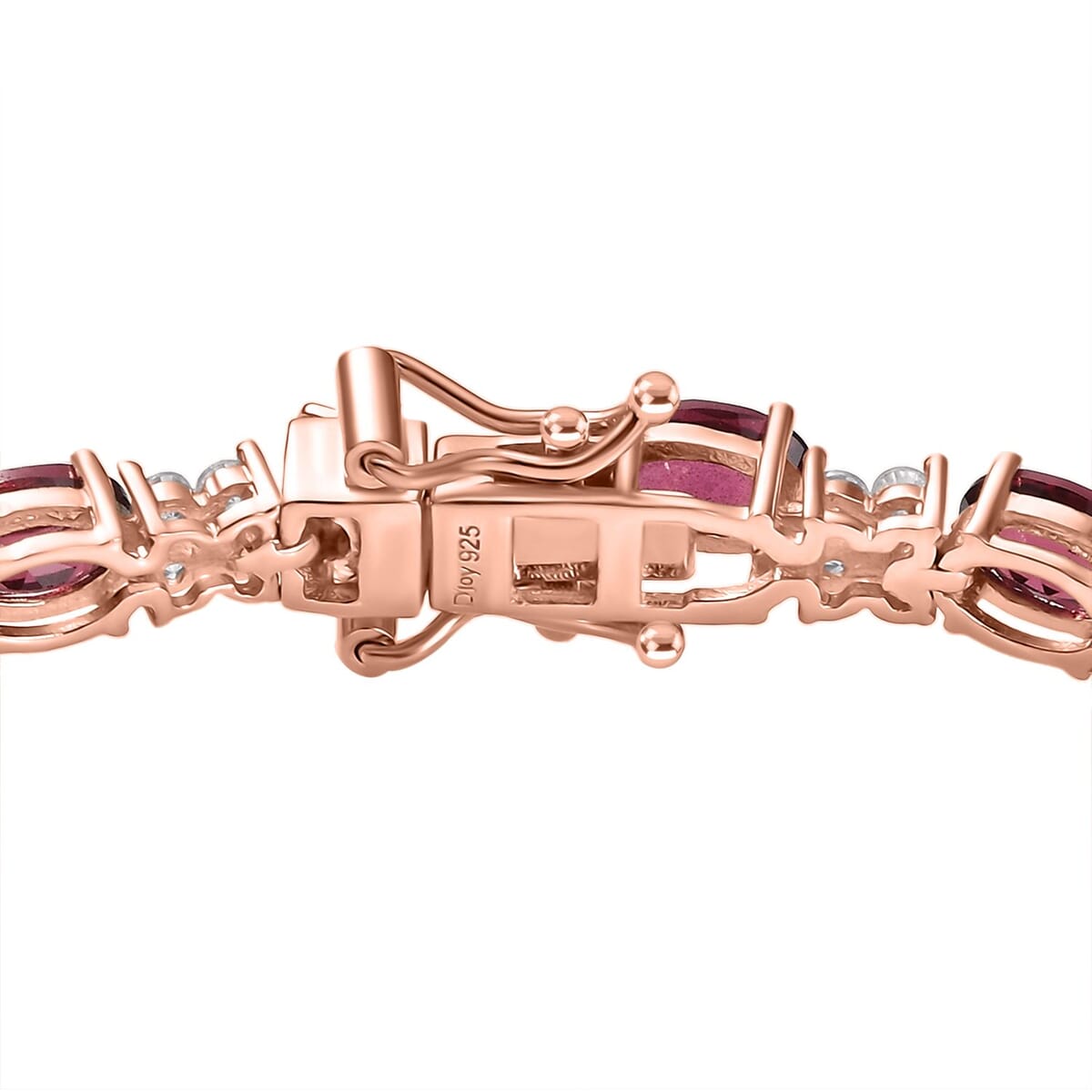 D'Joy Premium Tanzanian Wine Garnet and White Zircon 13.00 ctw Eternal Flame Bracelet in 18K Vermeil Rose Gold Over Sterling Silver (7.25 In) image number 3