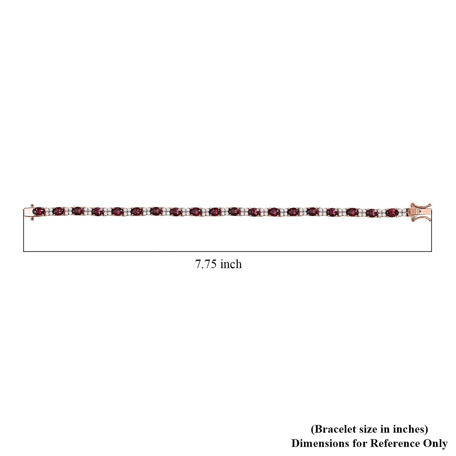 D'Joy Premium Tanzanian Wine Garnet and White Zircon 13.00 ctw Eternal Flame Bracelet in 18K Vermeil Rose Gold Over Sterling Silver (7.25 In)