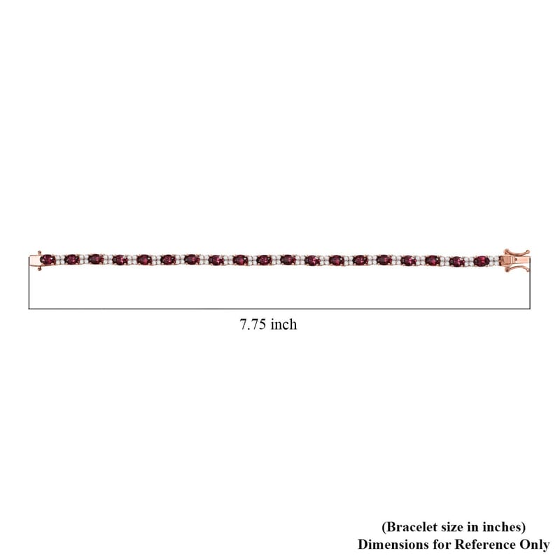 D'Joy Premium Tanzanian Wine Garnet and White Zircon 13.00 ctw Eternal Flame Bracelet in 18K Vermeil Rose Gold Over Sterling Silver (7.25 In)