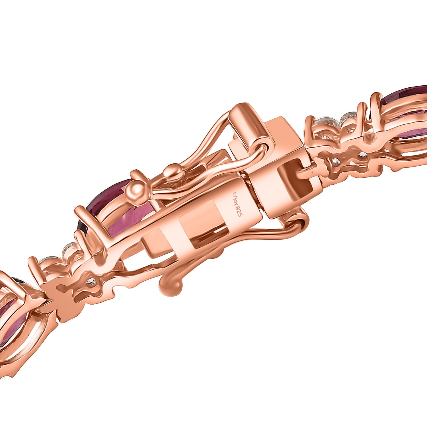D'Joy Premium Tanzanian Wine Garnet and White Zircon 14.55 ctw Eternal Flame Bracelet in 18K Vermeil RG Over Sterling Silver (8.00 In)
