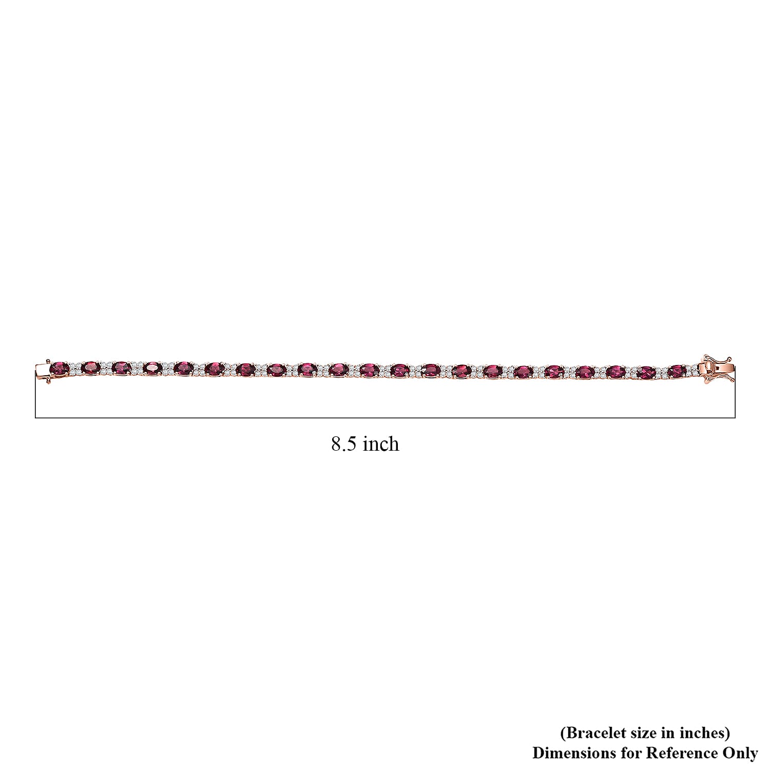D'Joy Premium Tanzanian Wine Garnet and White Zircon 14.55 ctw Eternal Flame Bracelet in 18K Vermeil RG Over Sterling Silver (8.00 In)