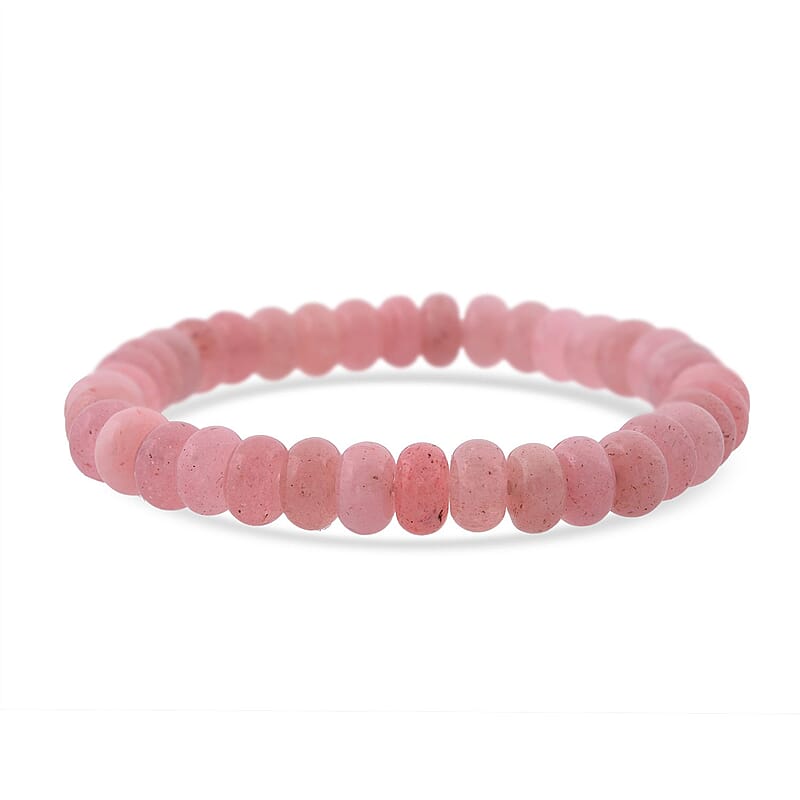 Cherry Quartz Beaded 103.00 ctw Stretch Bracelet 
