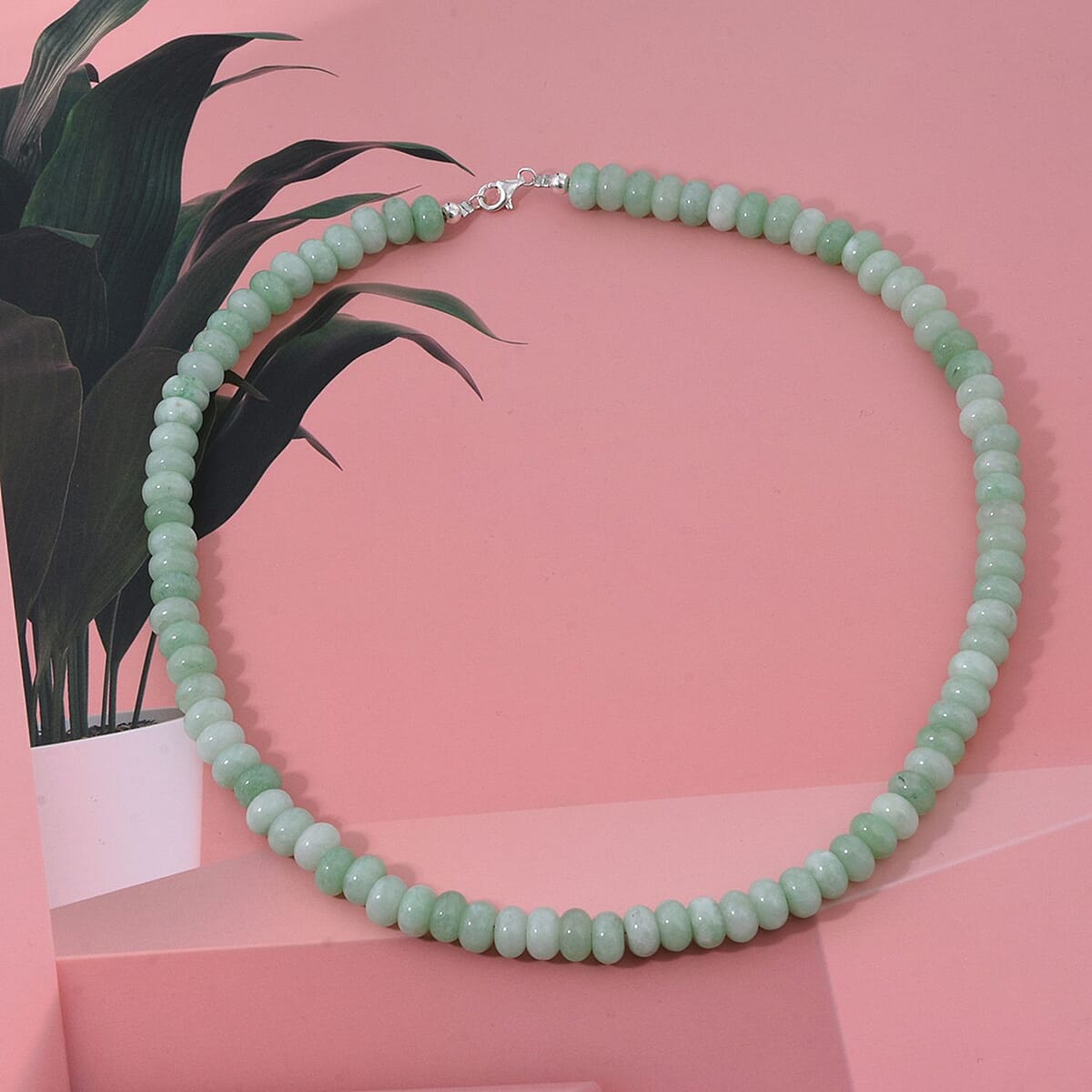 Green Quartz 234.70 ctw Beaded Necklace in Sterling Silver 18 Inches image number 1