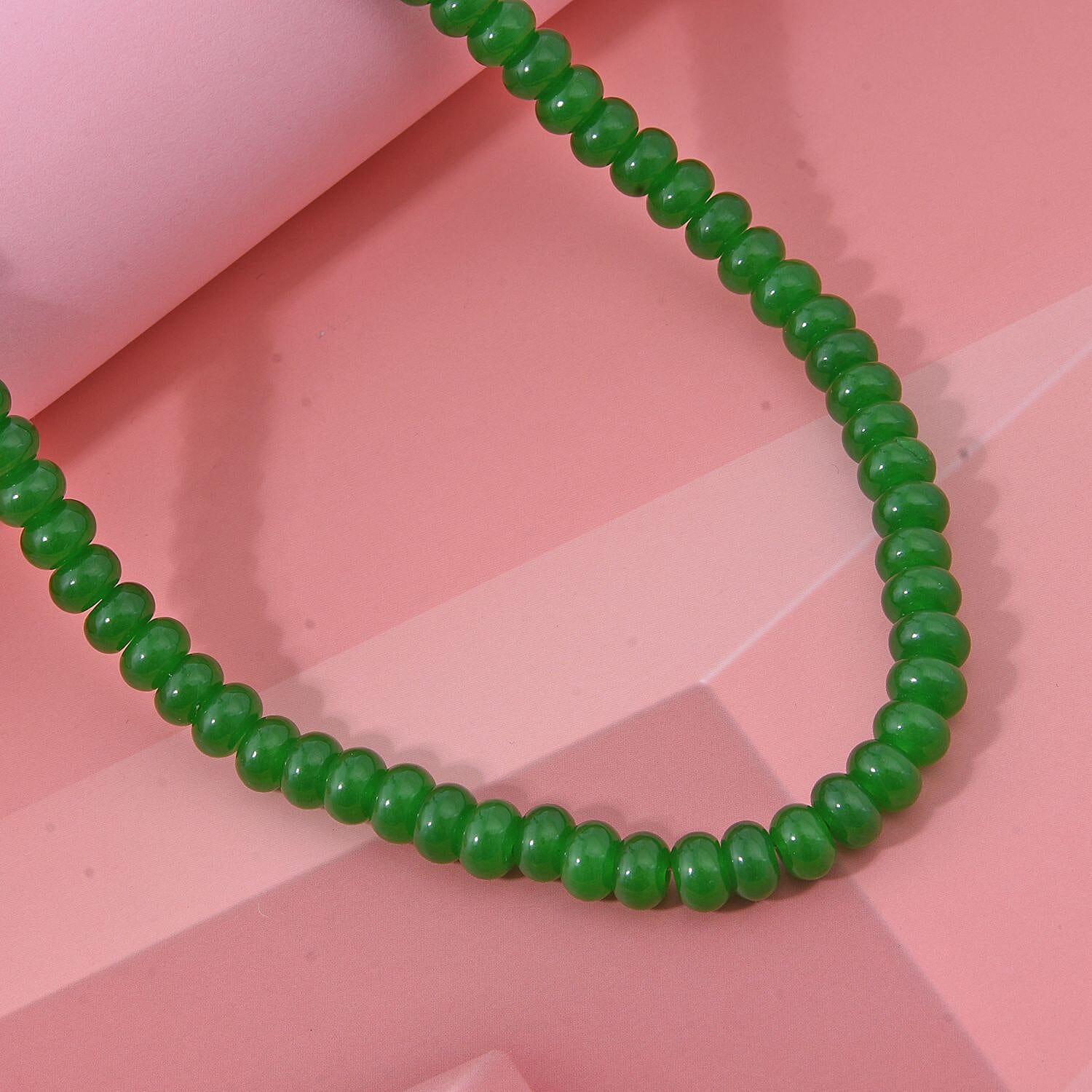 Green Onyx 223.90 ctw Beaded Necklace in Sterling Silver 18 Inches