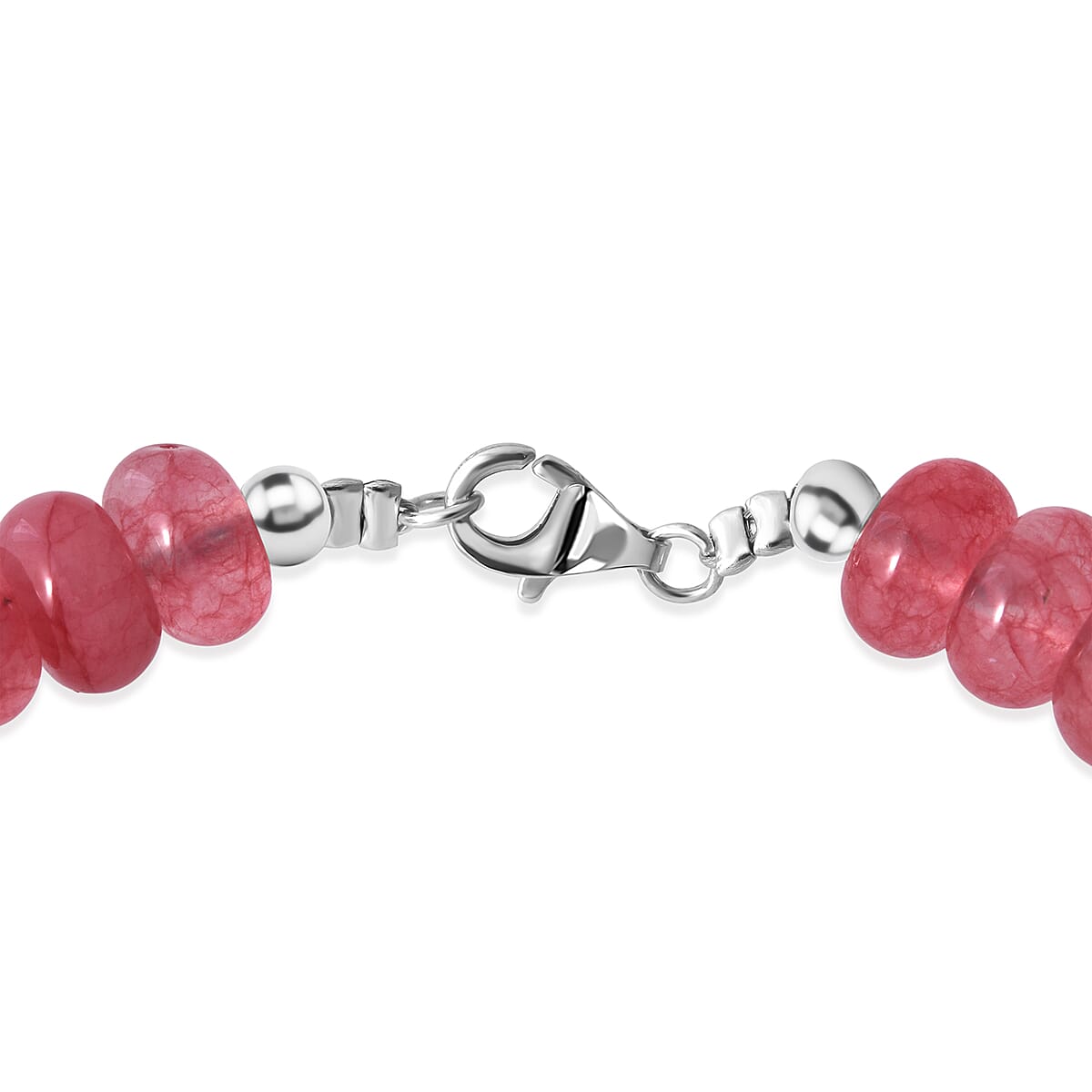 Strawberry Quartz 345.00 ctw Beaded Necklace in Sterling Silver (18 Inches) image number 4