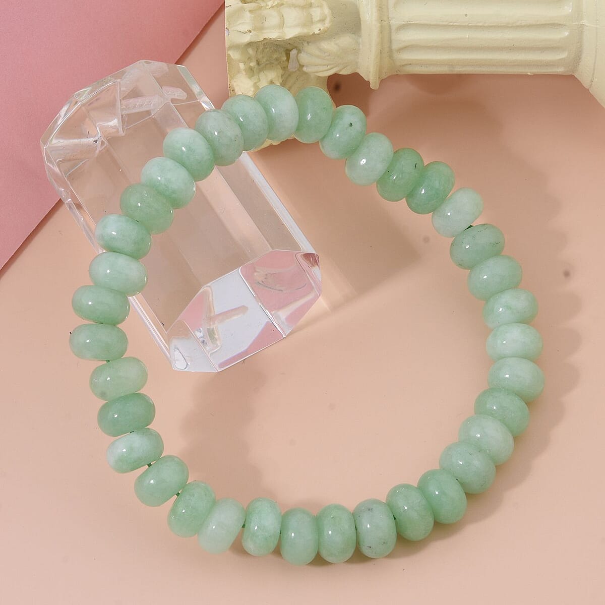  Green Quartz Beaded 105.00 ctw Stretch Bracelet  image number 1