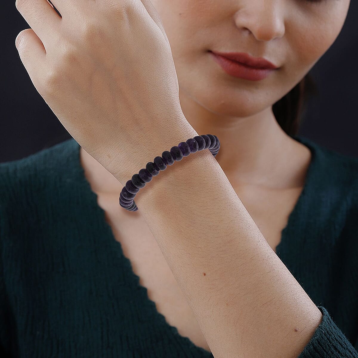  Purple Quartz Beaded 105.80 ctw Stretch Bracelet  image number 2